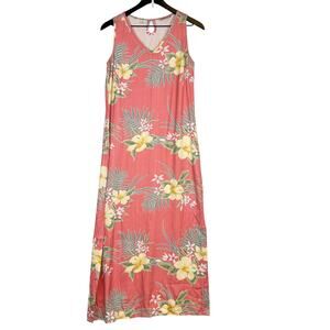 Tommy Bahama Womens Maxi Floral Hawaiian 100% Silk Dress Pink - S